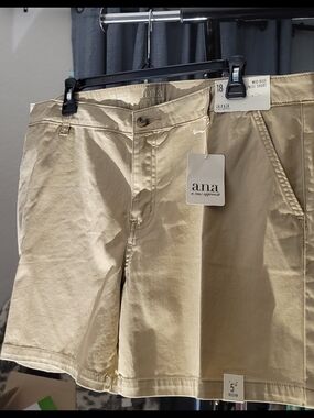 a.n.a Khaki Mid-Rise Flat-Front Women's Shorts